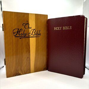 Holy Bible in Wooden Box Memorial Edition with Wooden Latched Box